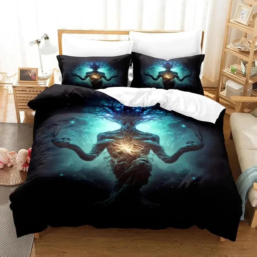 3D Mother Earth Blacklight Printed Bed Set Duvet Cover Pillowcase Bedding Set Bed Linen Sheet Quilt Cover Full Queen King Size