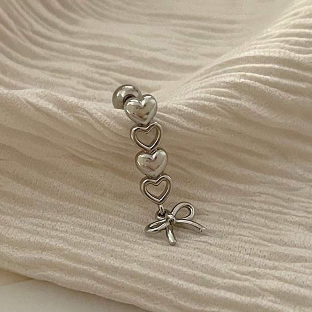 Women's Point Heart Ribbon Drop Long Piercing