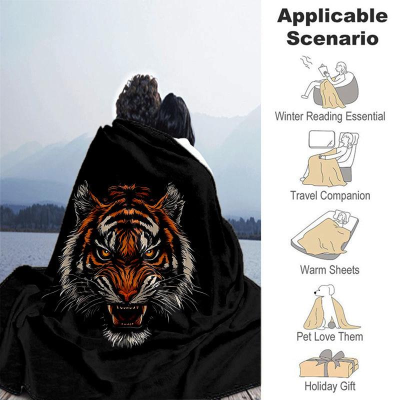 1pc Roaring Tiger Themed Blanket Cute Design for Room Decor, Soft Throw Blanket Perfect .K079