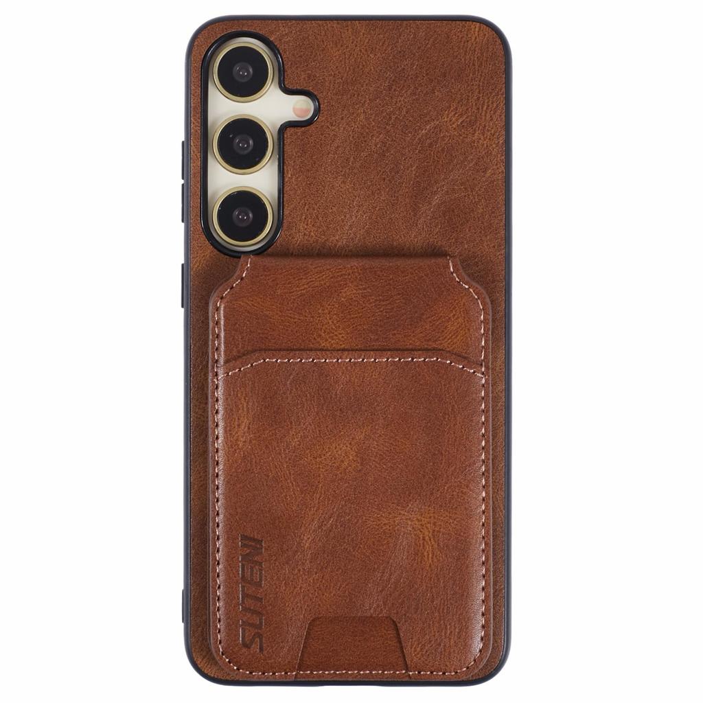 For Samsung Galaxy S24+ Case Waxy Texture Leather+TPU Card Slots Kickstand Phone Cover