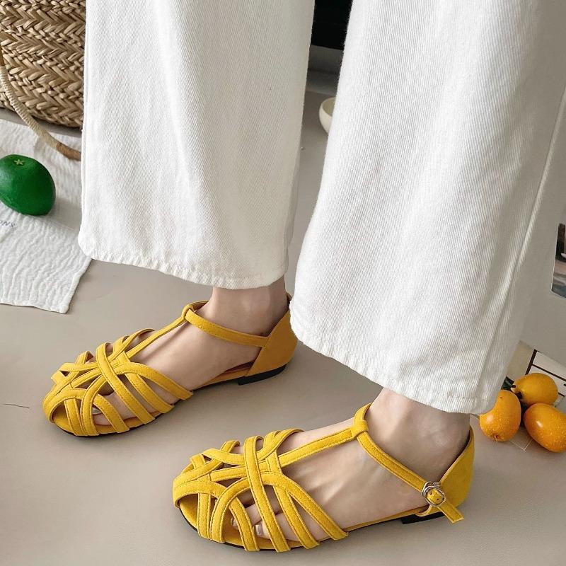 Fashion Women's Flats Summer Breathable Hollow Out Sandal Retro French Roman Shoes for Women Comfort Casual Flat Sandals Sandalias Mujer