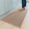 Linen Kitchen Mat Non-slip  Floor Mat for Kitchen Rugs Indoor Long  Strip Caret  Solid Color Entrance Doormat