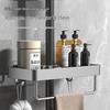 No-Drill Shower Head Holder with Shelf and Adjustable Rod for Bathroom Storage