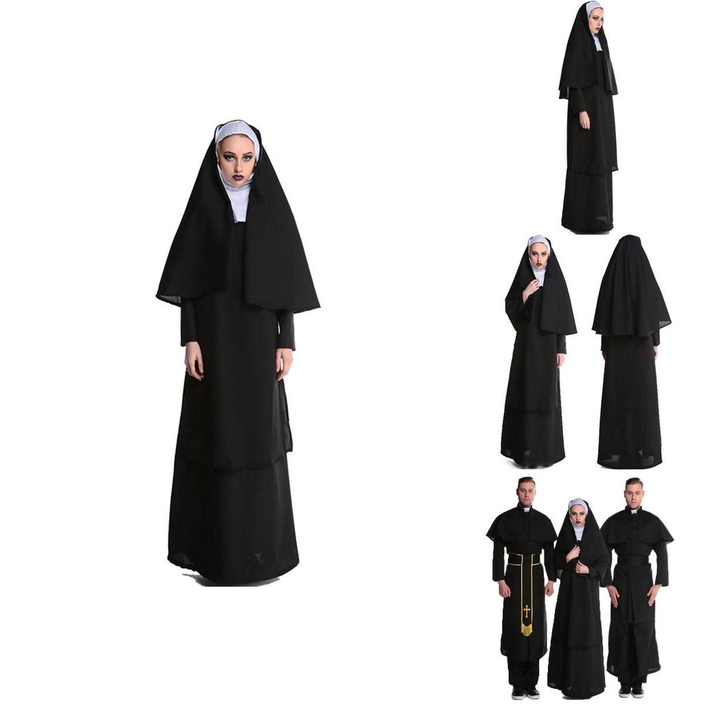 Adult Cosplay Costume Halloween Nun Dress For Game-themed Role-play L Xl)