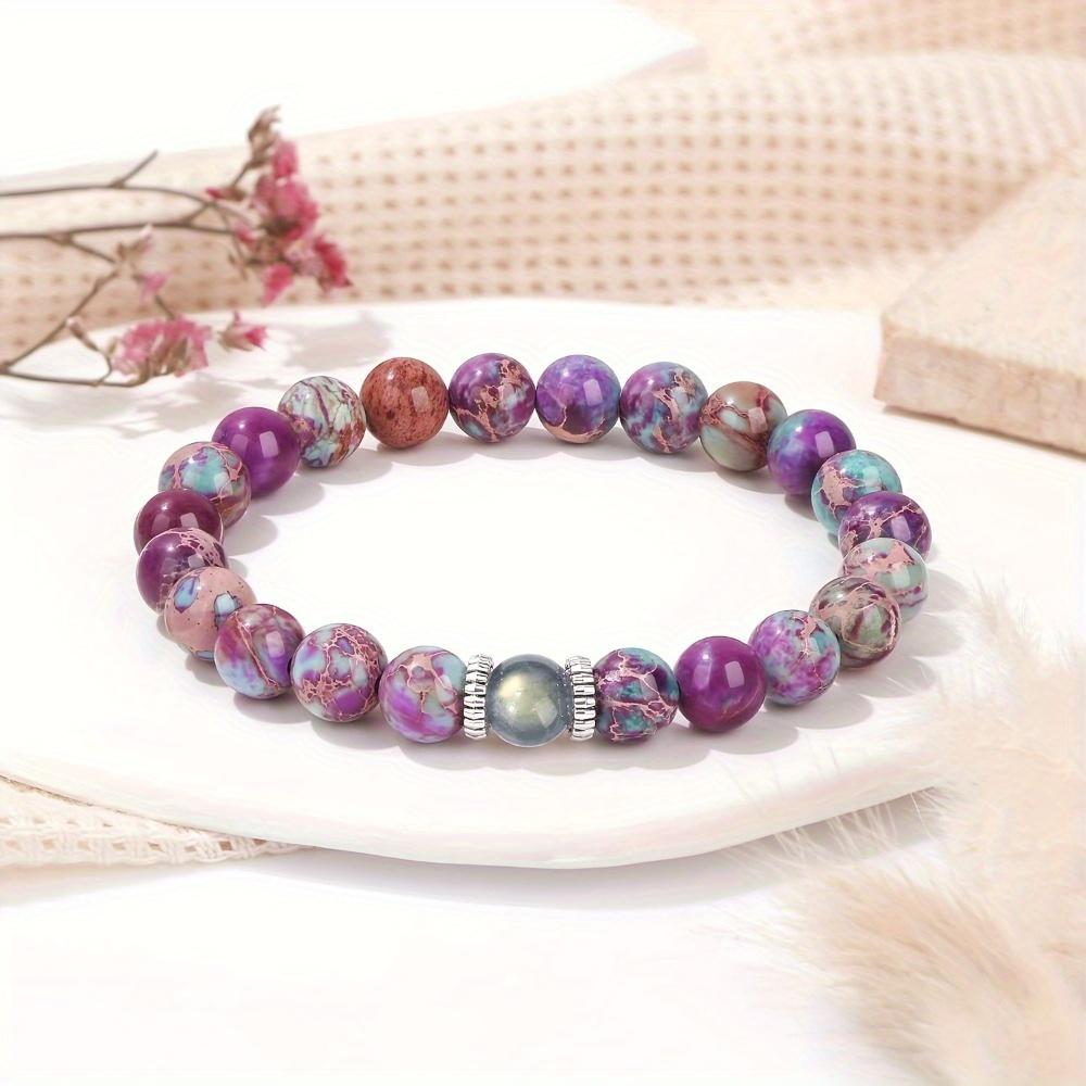 Healing Crystal Elastic Bracelet - Natural Semi-precious Bead Bracelet for Stress Relief, a Perfect Gift for Her.