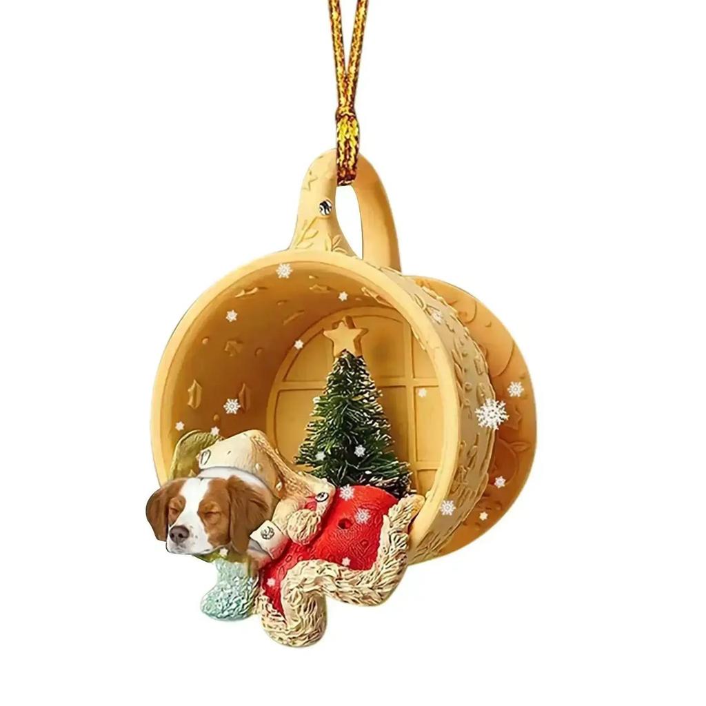 Christmas Tree Pendant Dog Animal Drop Ornament In Snow Pocket Hanging New Year Festive Party Supplies Room Decoration Xmas Gift