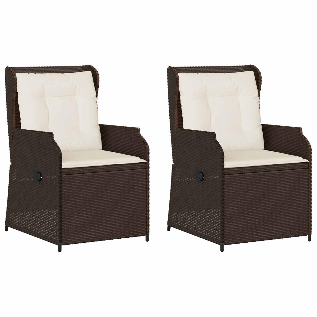 Garden Bench Set 2 pcs Brown Poly Rattan