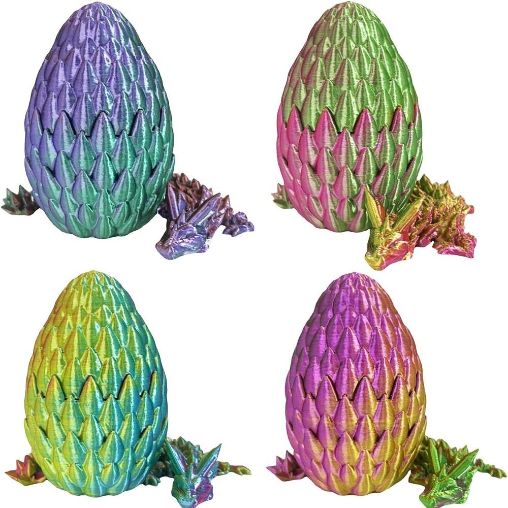 3D Printed Dragon Egg With Dragon Full Articulated Dragon Modle Movable Rotatable Articulated Desktop Ornament Kid Toy