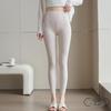 Petite Women's Ribbed Cotton Leggings - Spring/Autumn, High Elasticity, Grey