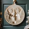 Large Elk Head Relief Round Door Hanger Resin Silicone Mold Hanger Elk Pine Branch Relief Christmas Gift Elk Hanger Plaster Mold