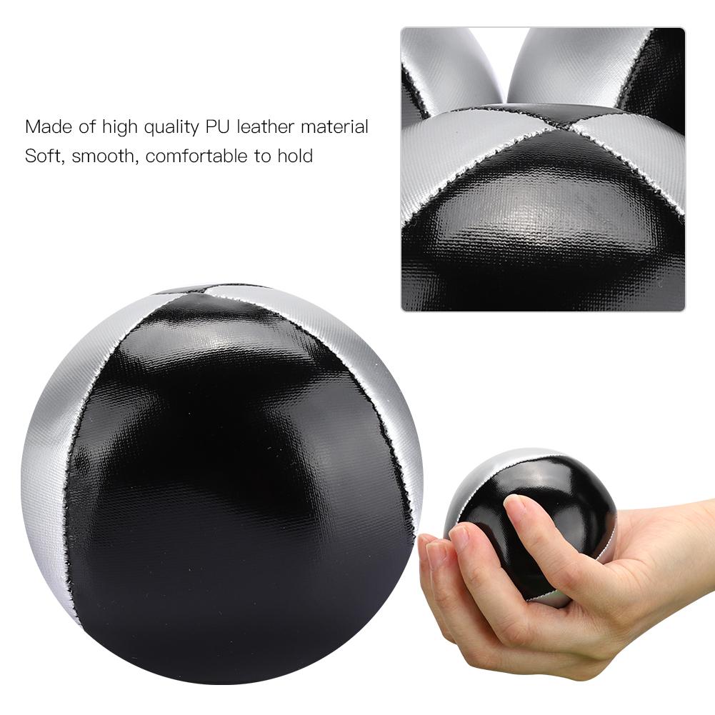 3 Stück Silber Schwarz PU Leder Indoor Freizeit Tragbarer Jonglierball Performance Requisiten