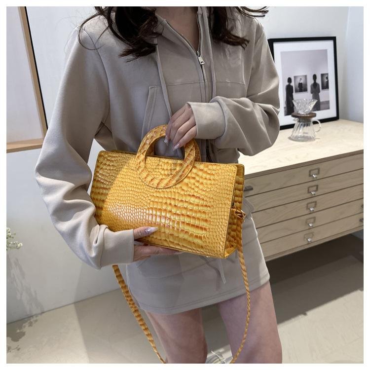 Fashion Women's PU Handbag European and American Fashion 2025 New Shoulder Bag Crocodile Pattern High-end Atmospheric Business Messenger Bag