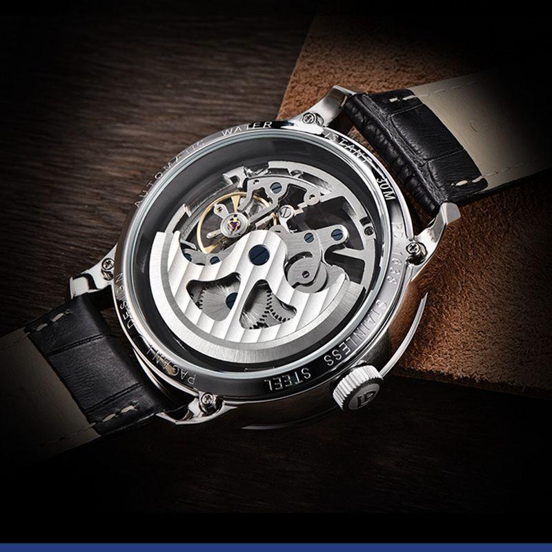 Pagani Design Luksus Automatisk Business Mekanisk Klokke Lær Skjelett Hul Klokke Vanntett Herre Mekanisk Klokke