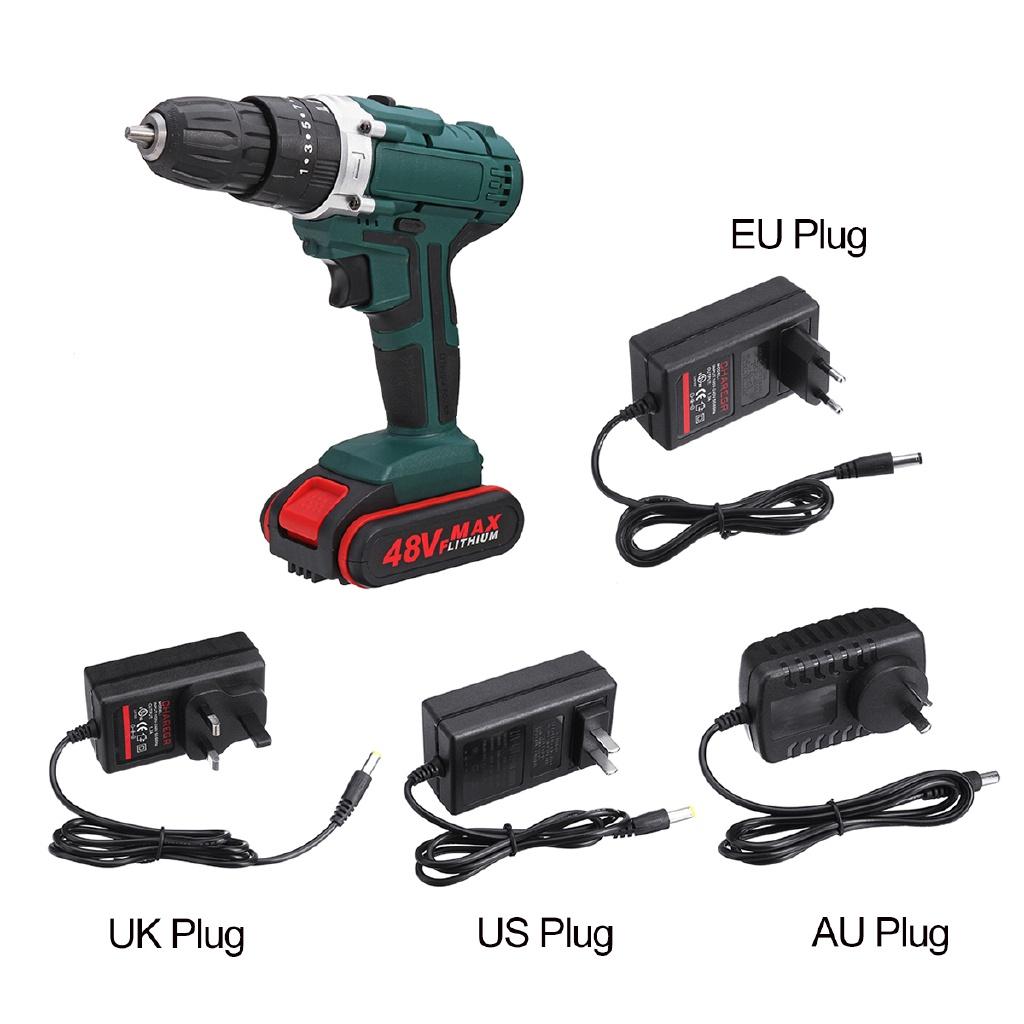 6500/13000mah 2 Speed 48V battery Power Drills Screwdriver 25+3 Torque Rechargeable Cordless Electric Drill Drilling New