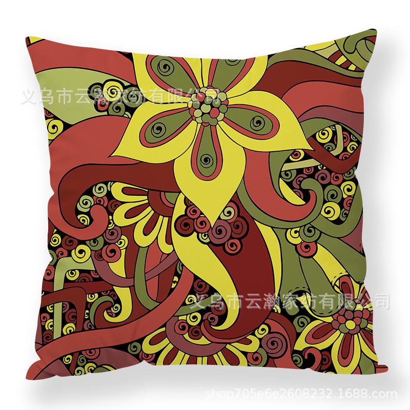 Art Flower Pillow Creative Car Sofa Cushion Digital Print Pillow Cover
