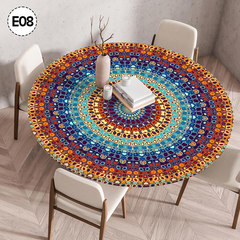 

Mandala Printed Round Table Cover Non Washable, Waterproof, Oil Proof, Dustproof, Elastic Bohemia Tablecloth For Home Decoration 70cm