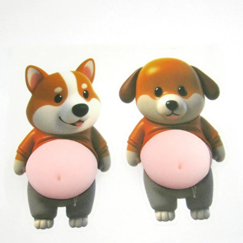 2 ks 3D nálepky na štípání břicha Kreativní kreslené nálepky na auto proti kolizi PP nálepka na zadek Dekorace psa Shiba Inu
