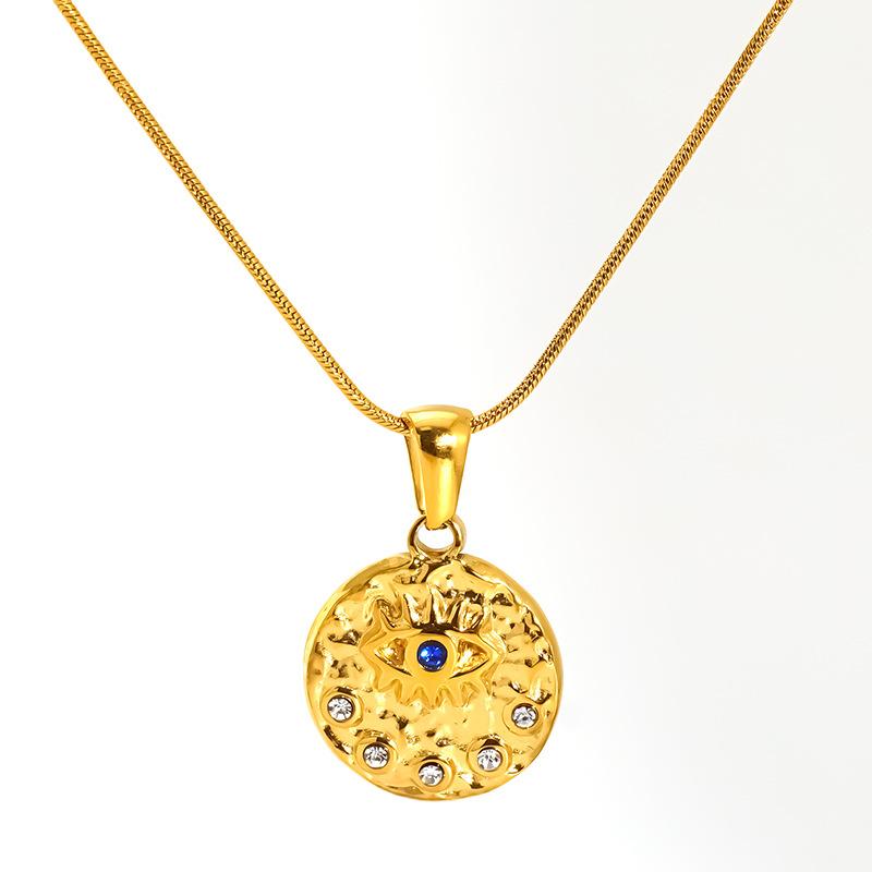 Acciaio al Titanio Turchese Occhio Maligno Collana Ciondolo Femminile Occhio del Demone Collana
