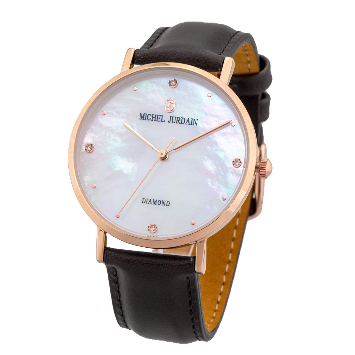 

Michel Jourdan Diamond Pearl Round Watch for Women MJ-5000 (Black) чёрный