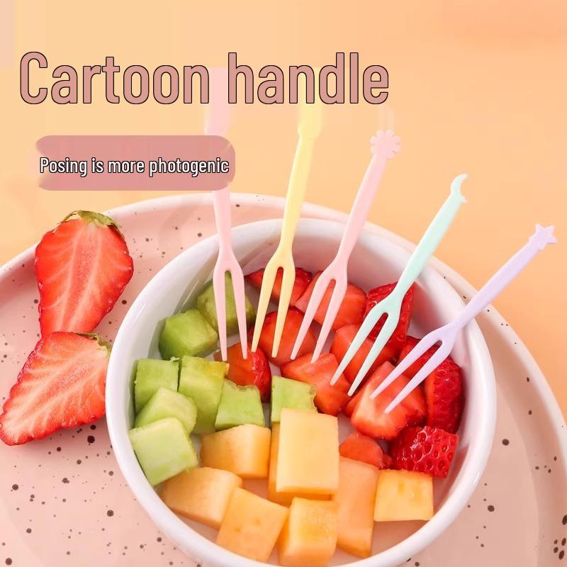 **36-Piece Disposable Plastic Fruit Forks Set** - Two-Pronged Household Fruit Picks