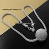 Silver Plated Mesh Snake Chain Necklace with Frosted Ball Pendant for Women
