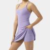 Women's Sleeveless Tennis Dress with Shorts And Pockets Spaghetti Strap Racerback Mini Dress Workout Athletic Dresses for Golf Running