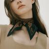 Avvina Pelle Long Twilly Silk Scarf   Houndstooth Deep Navy Camel