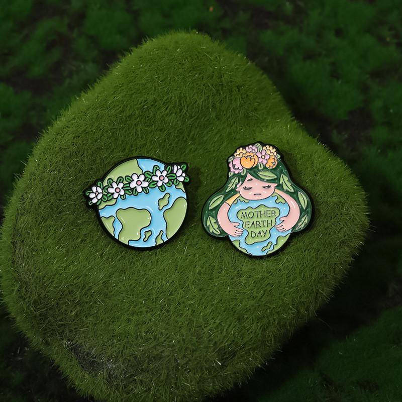 Creative Cartoon Earth Plant Series Brooch Eco-friendly Alloy Badge Accessory