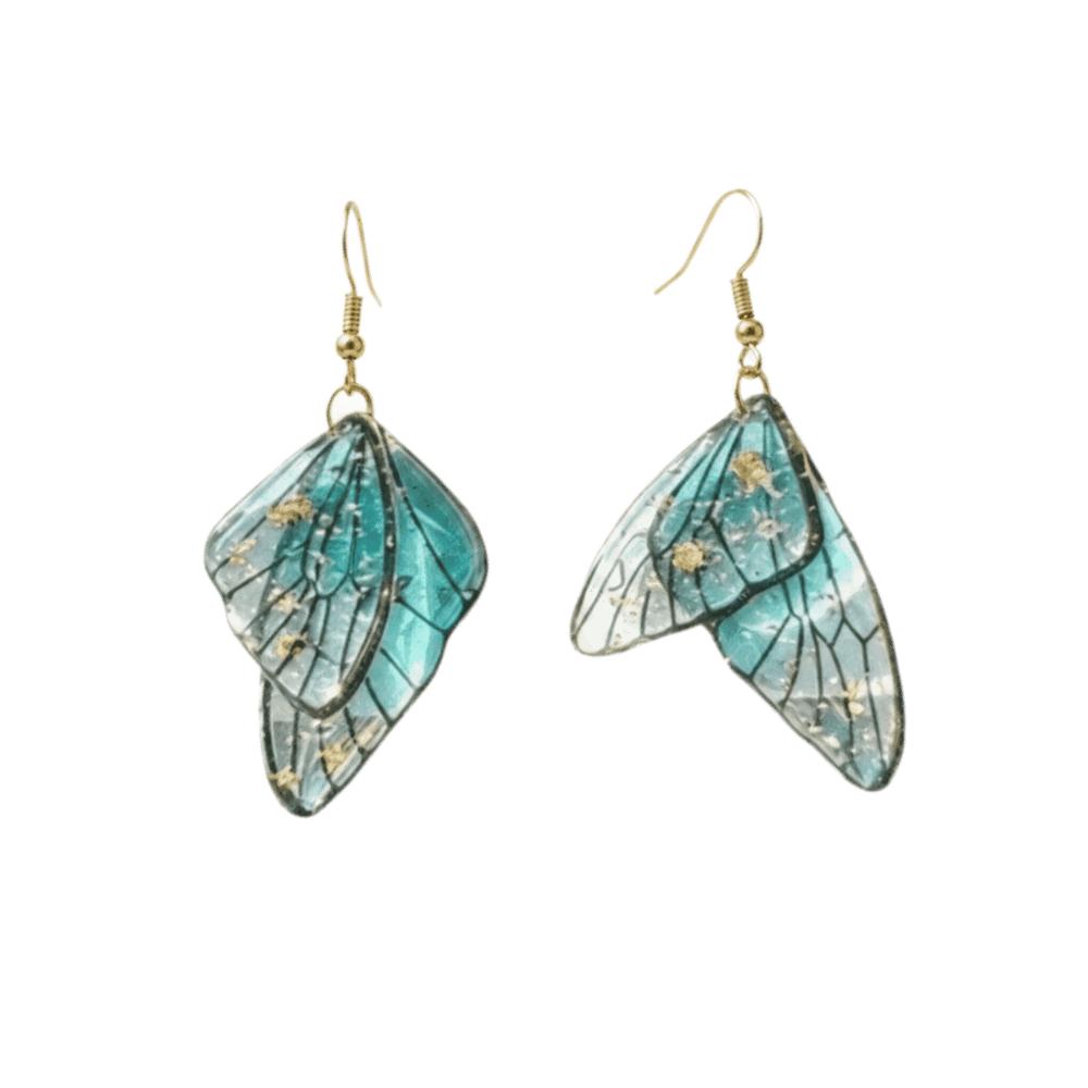 

Ear Hook Dangle Earrings Fairy Clear Women Ear Stud Beautiful Butterfly Wings Earrings Gift зелёный