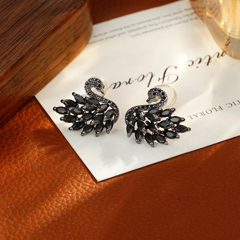 Elegant Hollow Swan Stud Earrings - Trendy Classic Ear Jewelry