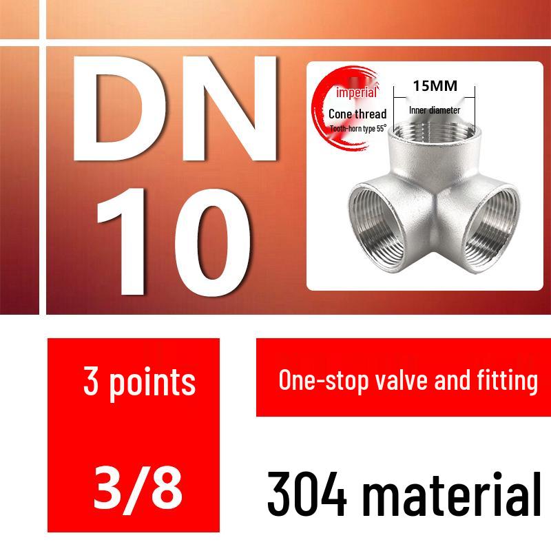 304 Stainless Steel Internal Threaded 3D Tee and Four/Five-Way Connector, DN25 Water Pipe Fittings