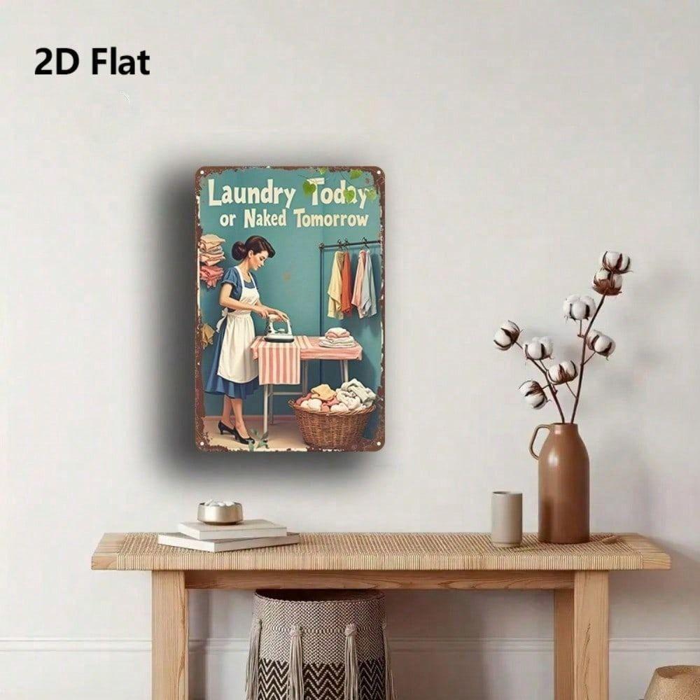 Vintage Laundry Room Metal Wall Sign 8x12 Inch Iron Art Home Decor
