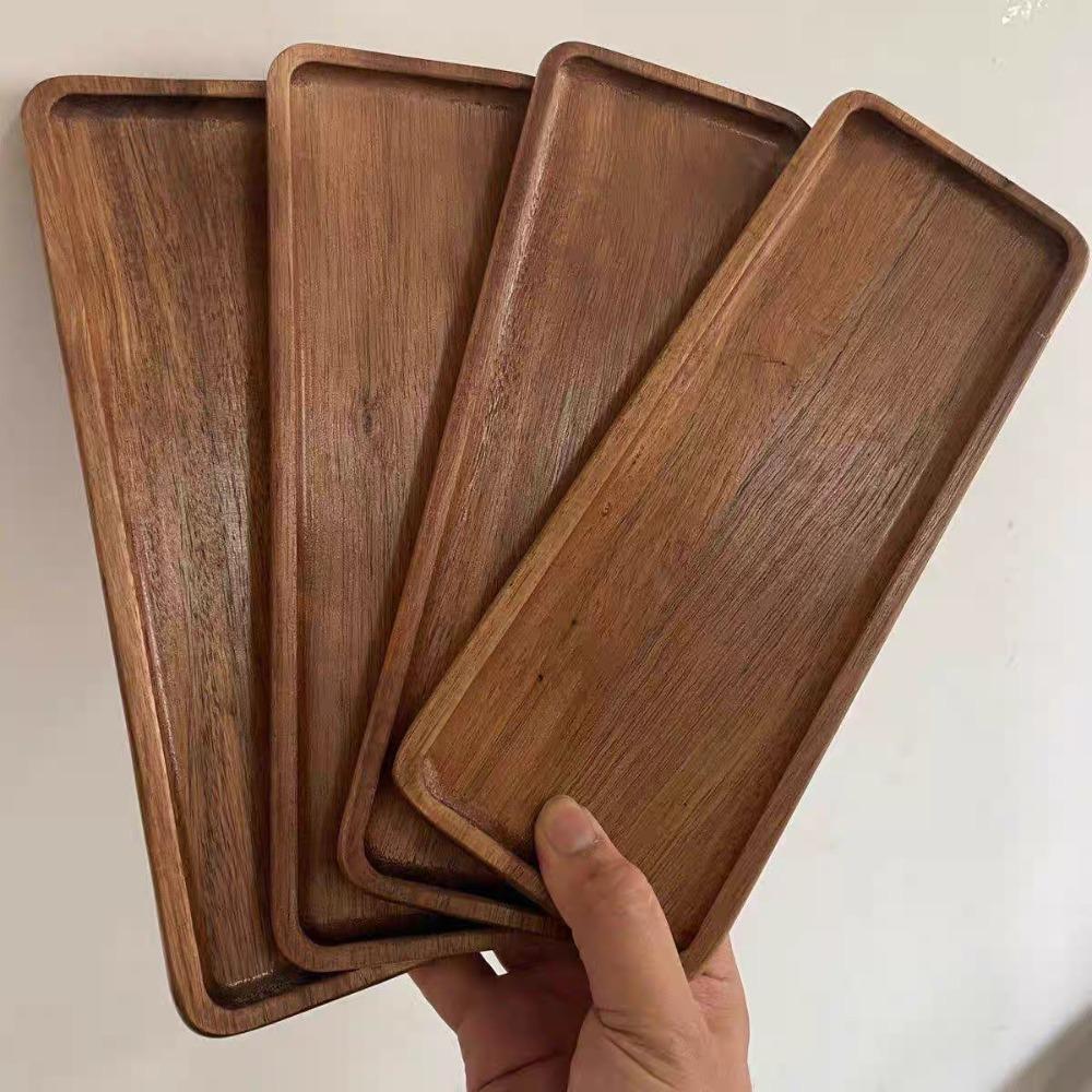 Creative Wooden Tea Tray Rectangular No Splicing Serving Tray Snack Fruit Tray Home Use