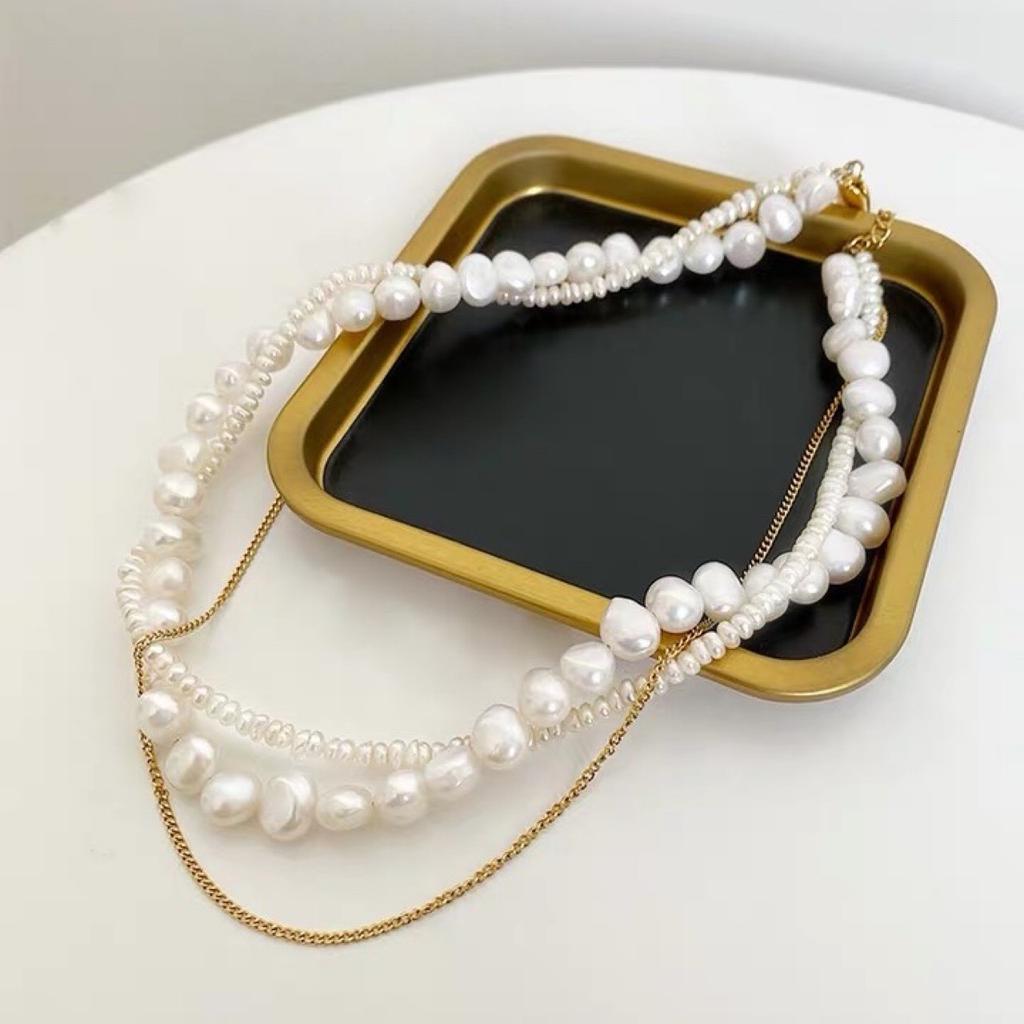 Exquisite design multi-layer natural freshwater baroque special-shaped pearl necklace sweater chain long female 2021 new