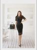 2025 Korean Style Lace Elegant Slim Dress - Short Sleeve, Medium-Long Length