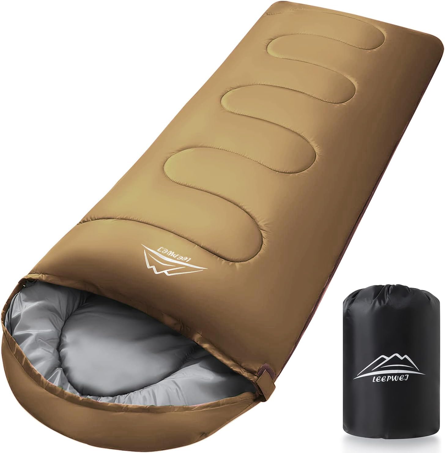 

Спальный мешок-конверт LEEPWEI Холодный для сна в горах на открытом воздухе при катастрофе Полностью удобный Полностью моющийся Спальный мешок Поставляется с сумкой для хранения, бежевый