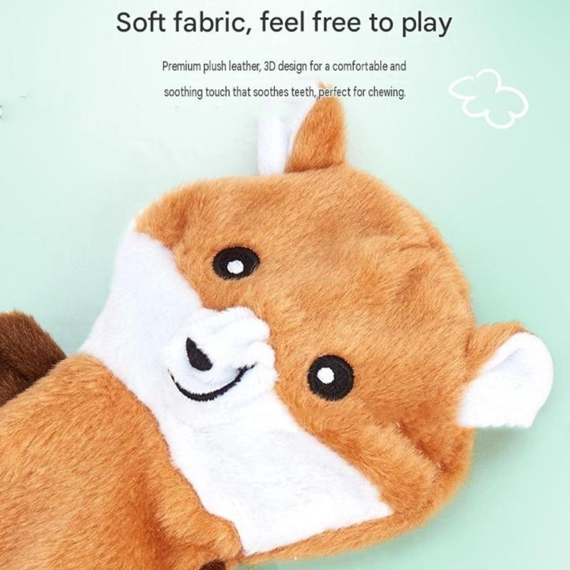 Squeaky Plush Dog Toy with Crinkle Paper Body, Soft Animal Shaped Pet Toy for Dog and Indoor Interactive Play, Mental Stimulation