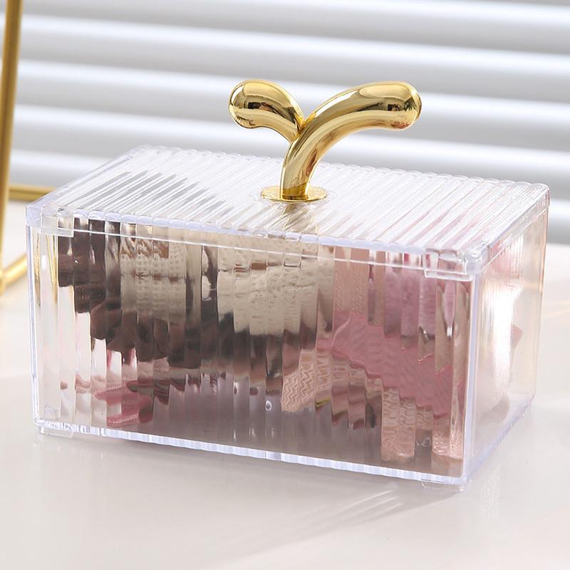 

Lucky Clover Storage Box Cotton Swab Cosmetic Cotton With Cover Transparent Storage Box Desktop Dustproof Storage A