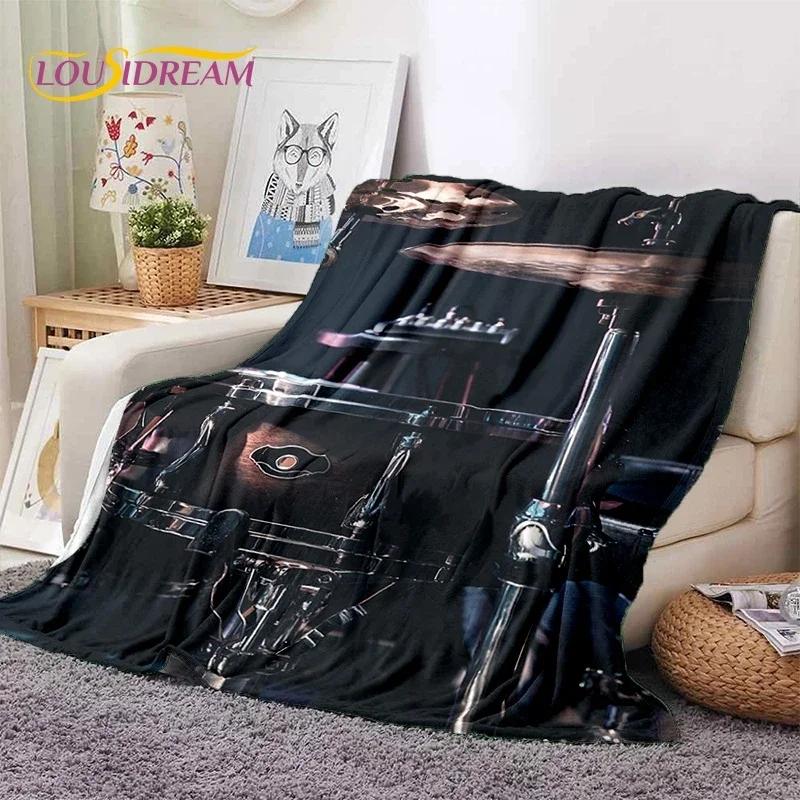 Drum Kit Drum Stand Set Music Instruments Soft Flannel Blanket for Beds Bedroom Sofa Picnic,Throw Blanket Outdoor Leisure Gift