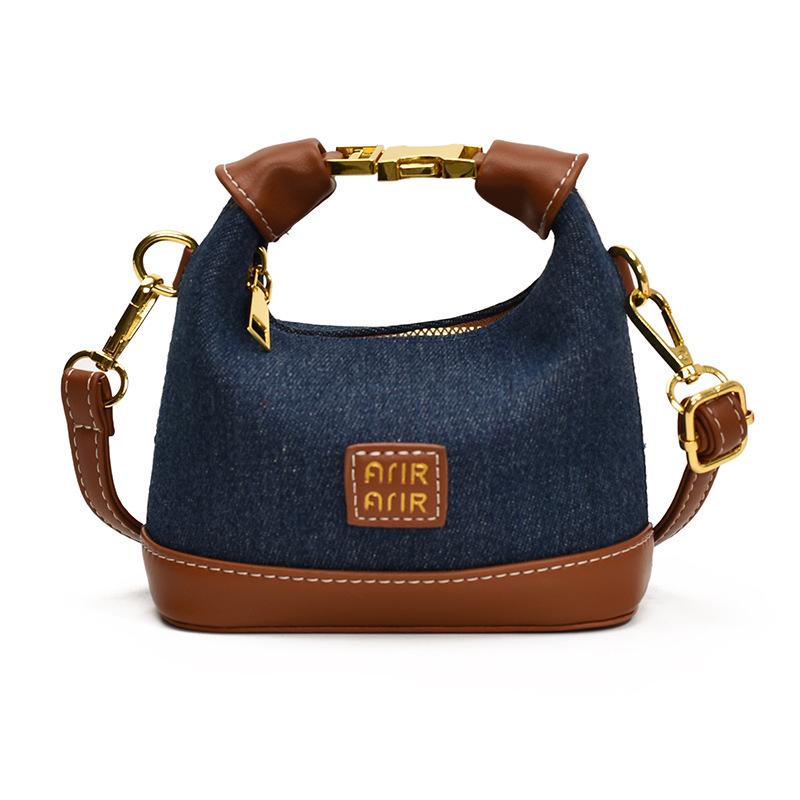 2025 Korean Trendy Plaid Kids Crossbody & Handheld Mini Crescent Bag