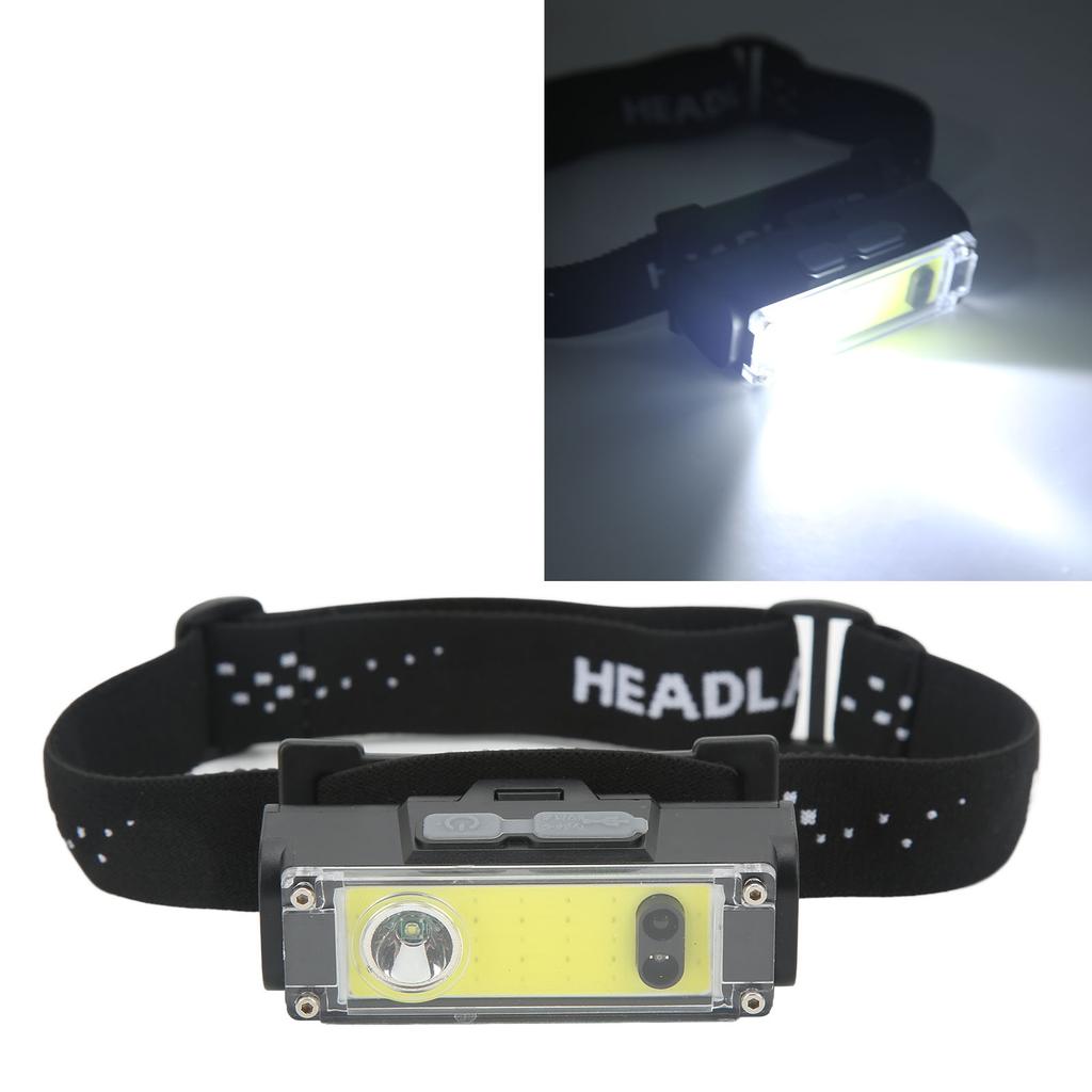 Induction COB Headlight XPE COB Headlamp Fixed Focusing Waterproof TYPE C Fast Charging Headlight with LED Indicator