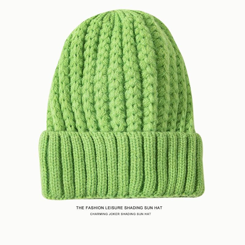 Winter warm knitted hat versatile thick wool twist hat women's ear protection cold solid color hat