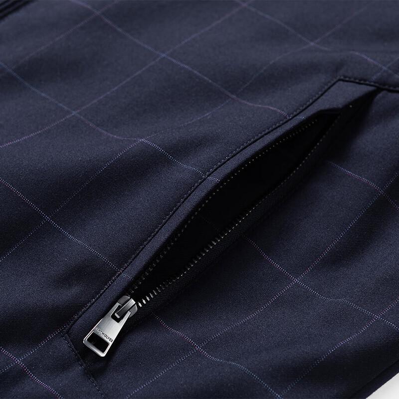 Septwolves Men's Classic Plaid Stand Collar Windproof Casual Jacket