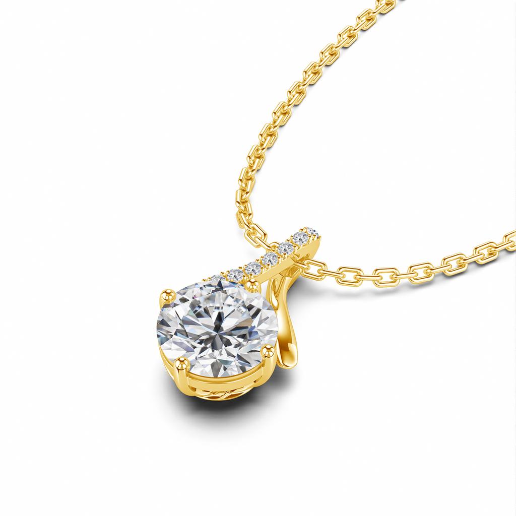 Gold Twist Round Cut Moissanite Pendant Necklace Certified Classic Jewelry for Women Engagement Wedding Gifts Wholesale