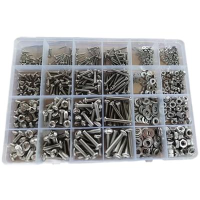 304 Stainless Steel 710 Piece Screw Bolt Nut and Washer Collection Round Head Screws for Workshop Organization