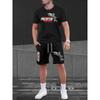 Codzienny Nadruk Moda Wzór z Literami Męski T-shirt z Krótkim Rękawem Zestaw Szortów Luźny Unisex Odzież Sportowa