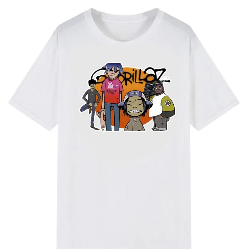 Harajuku Anime Shirt Gorillaz Tee Adult Great Quality Tshirt Retro Manga Graphic Tshirts Men Clothing Oversized T Shirt Mens Tee