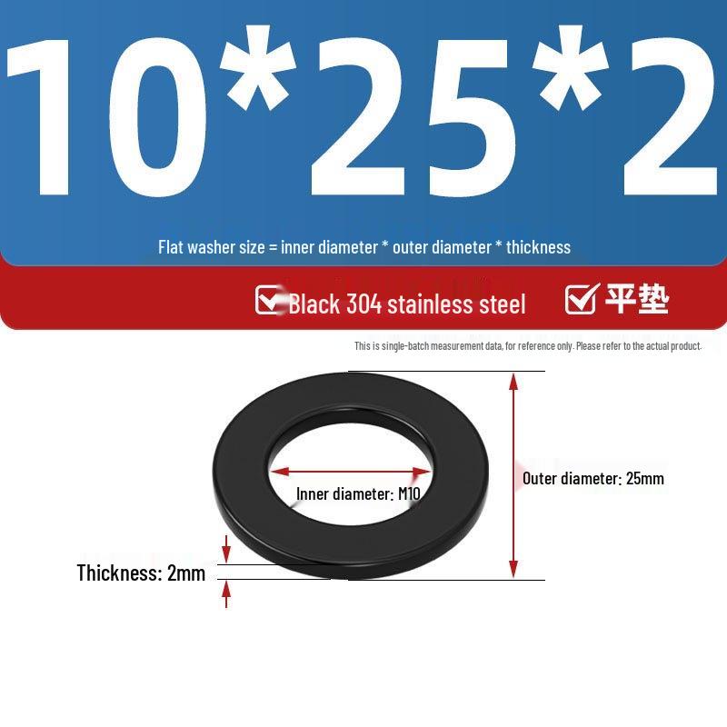 Ultra-Thin Black Zinc-Plated Stainless Steel Flat Washer (M2-M20)