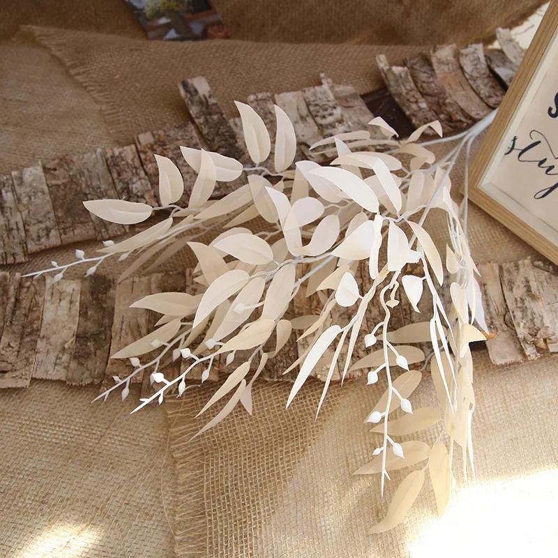 

5 вилок/букет листьев ивы, свадебное украшение для дома, отеля, имитация искусственных листьев цветов, имитация листьев ивы Champagne