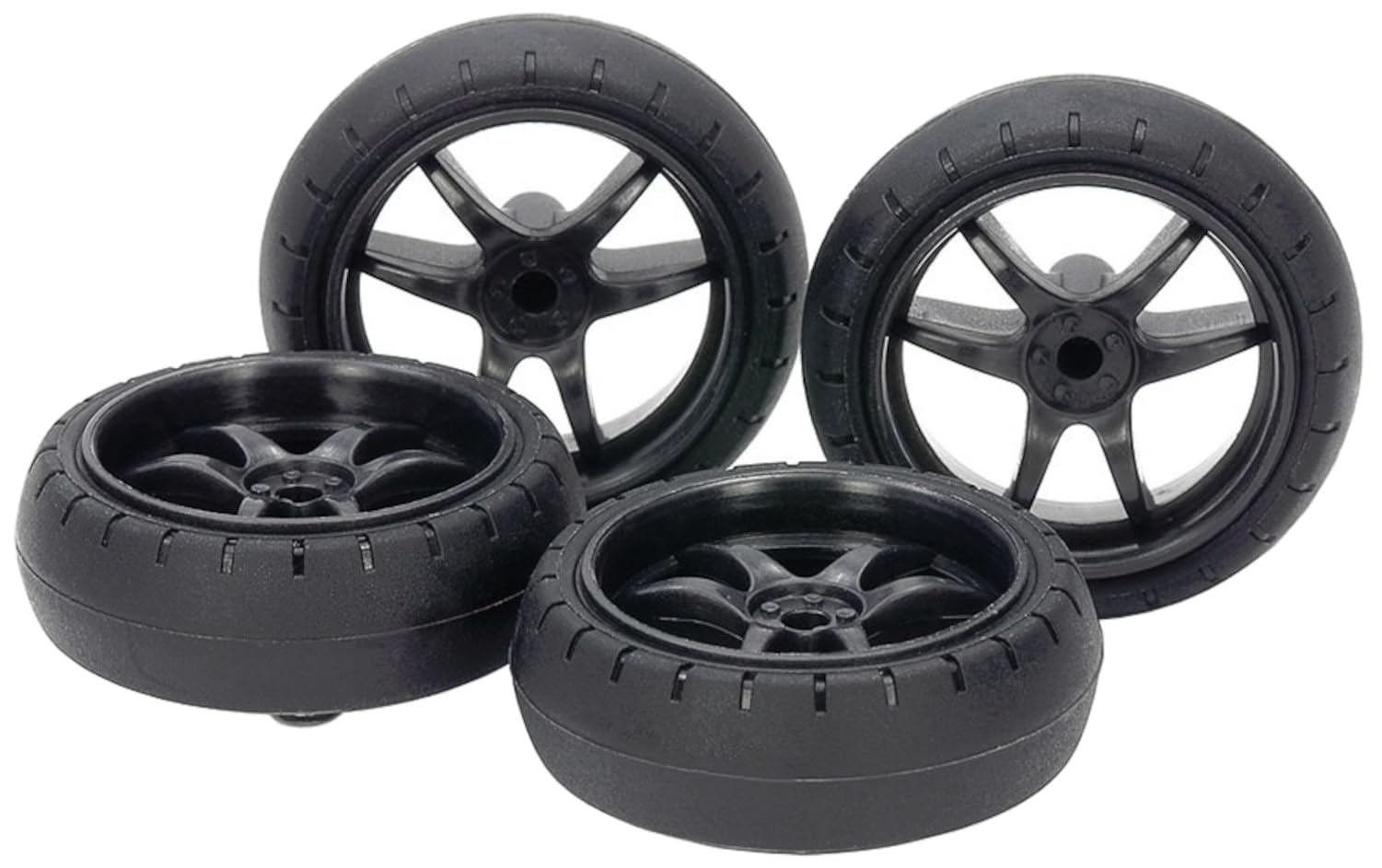 

Tamiya Mini 4WD Parts 546 Barrel Tires Wheels 15546 Grade-Up No. GP.546 Low-Friction Large-Diameter (31mm) & Carbon-Reinforced V-Spoke (Mini 4WD) чорний